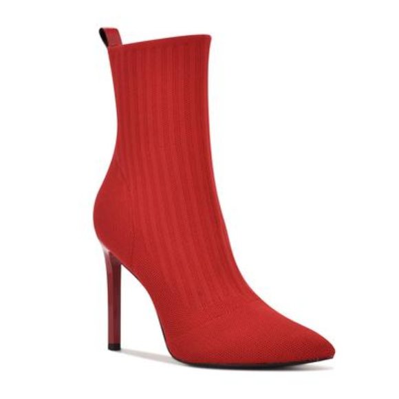 Red Knit Nine West Teoy Dress Booties - Picture 2 of 5